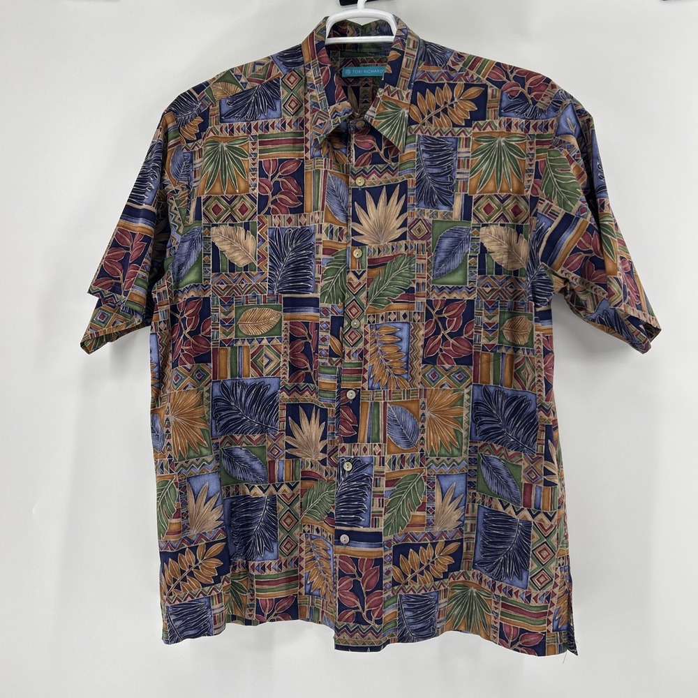 Vintage Tori Richard Tropical Shirt Men's XL Hawaii USA Geometric Patchwork EUC